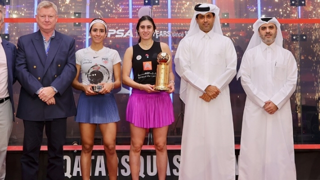 نور الشربيني وإلياس يتوجان بلقبي بطولة قطر كلاسيك للإسكواش